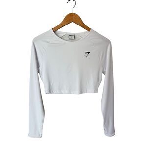 Gymshark Training Long Sleeve Crop Top In White Size S